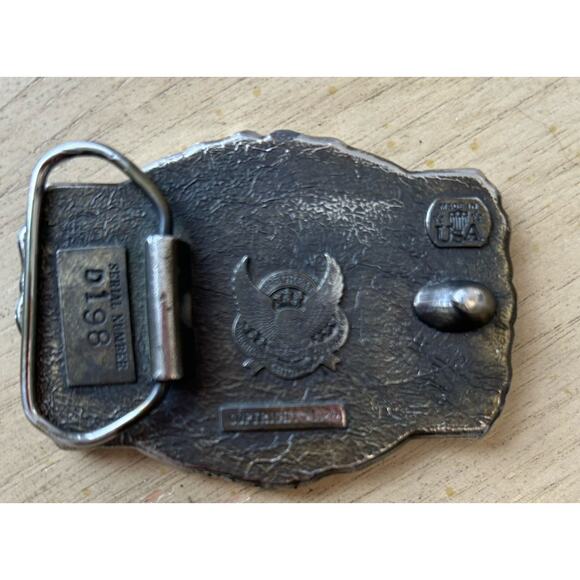 2 VTG EAGLE Belt Buckle Embossed Leather & Silver Turquoise USA American HEAVY - Picture 11 of 16